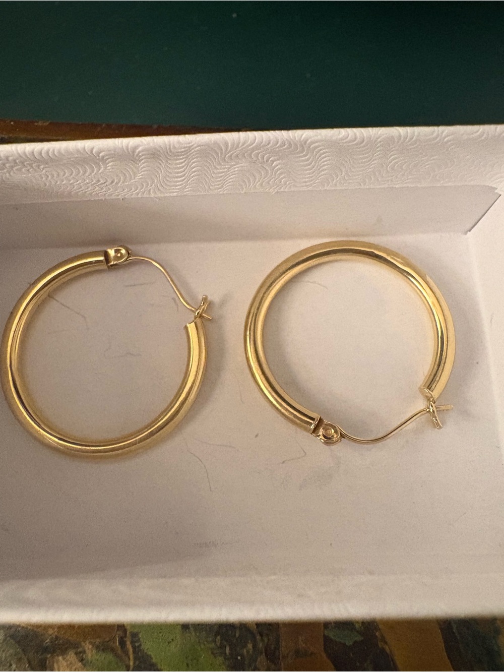 14k Yellow Gold Hoop Earrings - Classic Women's Hoop Earrings - Picture 3 of 5